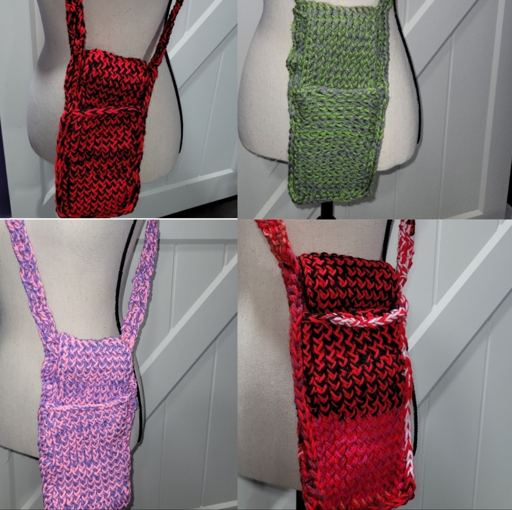 Handmade Crochet Crossbody Bag 2 Compartnents For Phone N Wallet